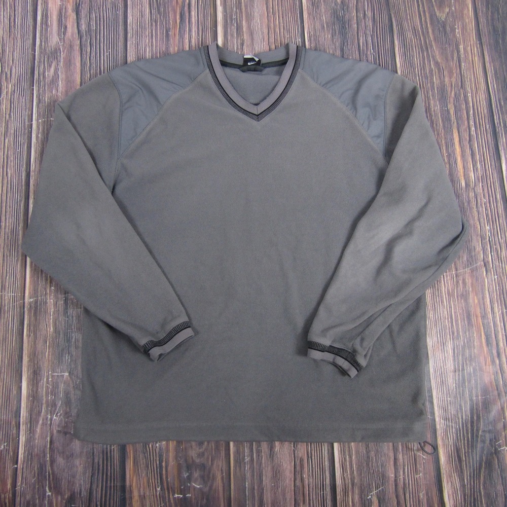 Nike Golf Therma-FIT‎ Sweatshirt Mens Large Gray Fleece V Neck Thermal Top